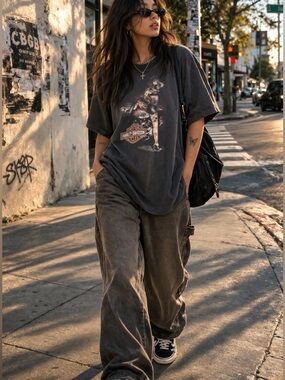 Harley Davidson Calgary Graphic Tee Black Size L Biker Skull Vintage